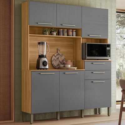 Cozinha Compacta 6 Portas 2 Gavetas 161Cm Montesa Freijo.