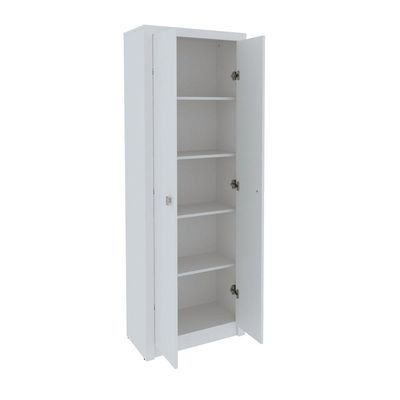 Armário Para Escritório 171,5x60cm Com 2 Portas E 5 Prateleiras Branco