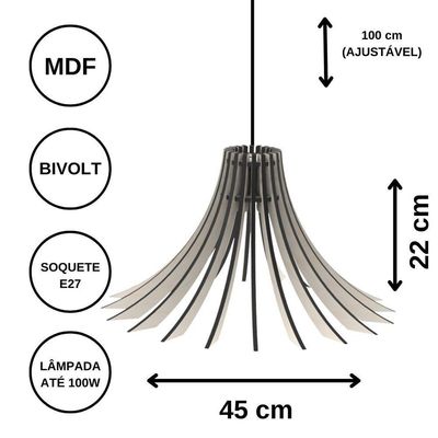 Luminária Teto Tipo Pendente Dalia Mdf - Completa Cor: Marrom