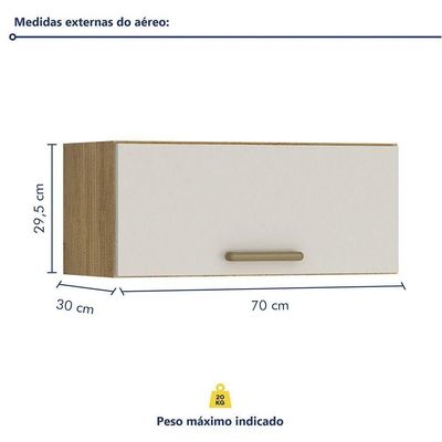 Armário Aéreo Para Cozinha 1 Porta Geladeira São Luis Valdem Cinamomo/off White