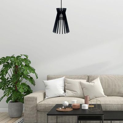 Luminária Teto Tipo Pendente Havana Mdf - Completa Cor: Preta