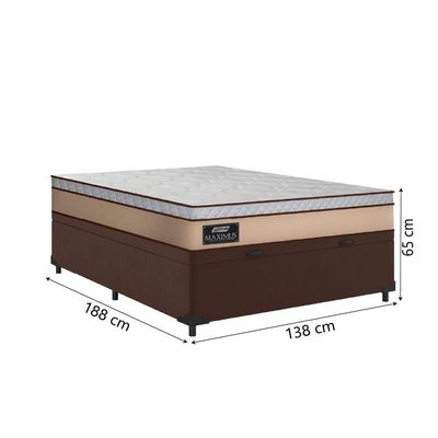 Cama Box Baú Casal Gazin Colchão Molas Ensacadas 138x188x65cm Maximus Bege/marrom