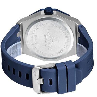 Relógio Para Homem Pulseira De Silicone 3atm Resistente à água Data Automática Azul