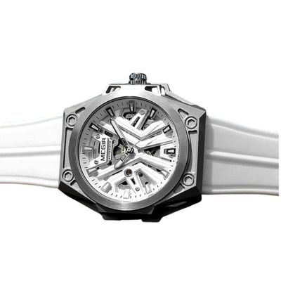 Relógio Masculino Automático Esportivo Pulseira De Silicone Impermeavel Branco