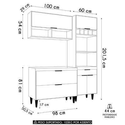 Armário De Cozinha Cp02 Com Pia 100cm Pérola Z34 Branco - Mpozenato