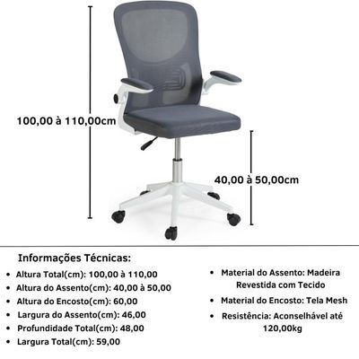 Kit 2 Cadeiras De Escritório Giratória Mônaco Com Relax E Regulagem De Altura - Cinza