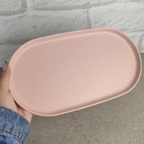 Kit 6 Travessa Oval Bambu Bandeja Plástico 30x17cm Prato Servir Lines Lyor