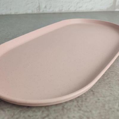 Kit 6 Travessa Oval Bambu Bandeja Plástico 30x17cm Prato Servir Lines Lyor