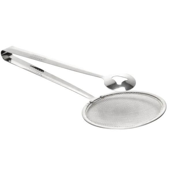 Escumadeira Com Pegador Para Fritura Inox 28cm Lyor Cozinha Multiuso Pastel Batata Frita