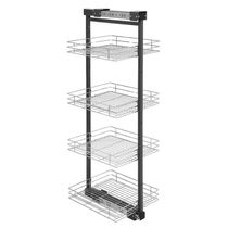 Coluna Deslizante Aramada Preto Masutti 4 Bandejas 35x47x152cm Organizador Alimentos