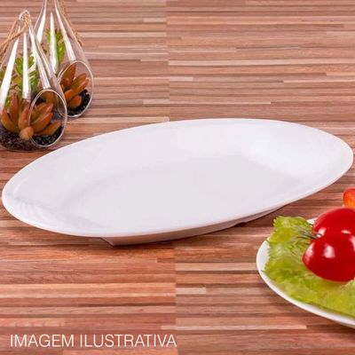 24 Travessas de Melamina Branca 20x14cm Restaurante Bandeja Oval para Buffet Haus Concept