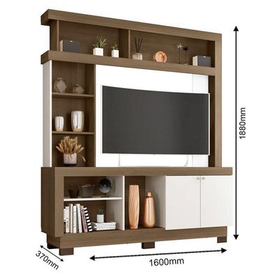 Estante Home Theater Mali Carvalho Oak Off White – Móveis Leão