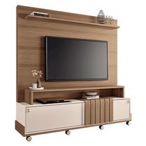 Estante Home Theater Bold Off White Castanho E Kit Mesa De Centro Sky Castanho – Hb Móveis