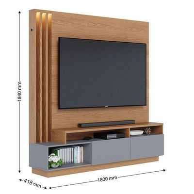 Estante Home Theater Ambiente Humaita Freijó Cinza Acetinado - Colibri