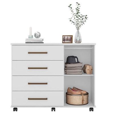 Cômoda Flora E Guarda Roupa Solteiro Astro Branco Flex - Demóbile