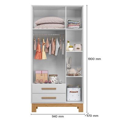 Berço Americano 4315 E Guarda Roupa 4340 Q Encanto Slim Branco Acetinado – Qmovi