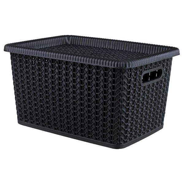 Caixa Organizadora com Tampa 5L Rattan São Bernardo OR26 Preta
