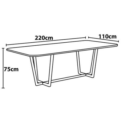 Mesa de Jantar Herval Califórnia 75x220x110 cm  Amêndoa