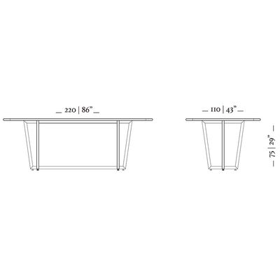 Mesa de Jantar Herval Califórnia 75x220x110 cm – Amêndoa