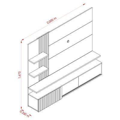 Estante Home Theater Suspenso Atena Cinamomo Off White – Madetec