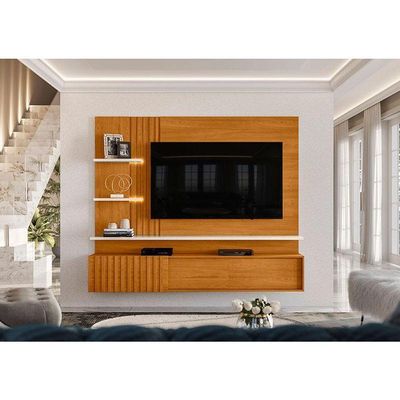 Estante Home Theater Suspenso Atena Cinamomo Off White – Madetec