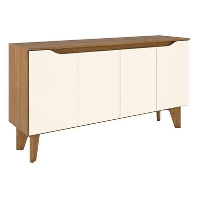 Cristaleira Liz Com Buffet Quartzo E Aparador Menphis Off White Nature – Henn