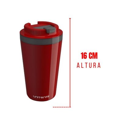 Copo Térmico Com Tampa 400 Ml Vermelho - Unitermi
