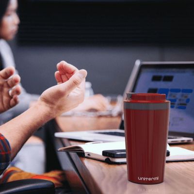 Copo Térmico Com Tampa 400 Ml Vermelho - Unitermi