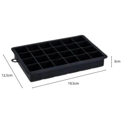 Forma De Gelo Silicone 24 Cubos 19,5x12,5x3cm Preto Weck Retangular Maleável Refrigeradores Drinks