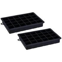 Kit 2 Formas De Gelo Silicone 24 Cubos 19,5x12,5x3cm Preto Weck Retangular Maleável Refrigeradores