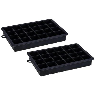 Kit 2 Formas De Gelo Silicone 24 Cubos 19,5x12,5x3cm Preto Weck Retangular Maleável Refrigeradores