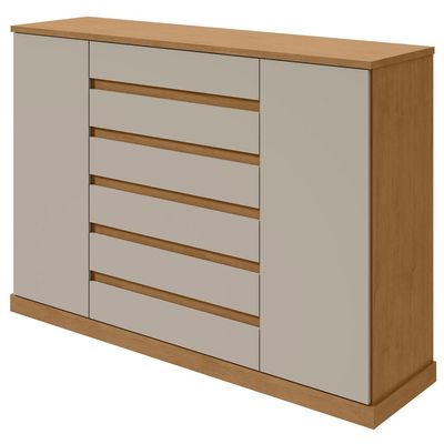 Comoda Vedra 7 Gavetas 2 Portas Amendoa Clean/Off White