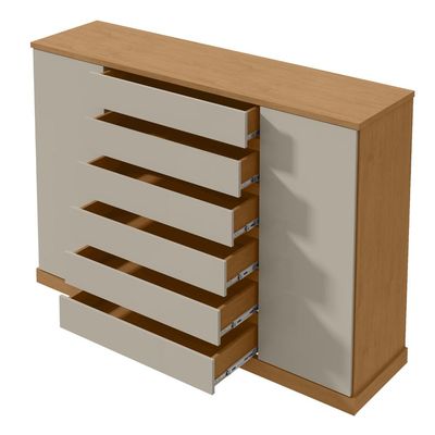 Comoda Vedra 7 Gavetas 2 Portas Amendoa Clean/Off White