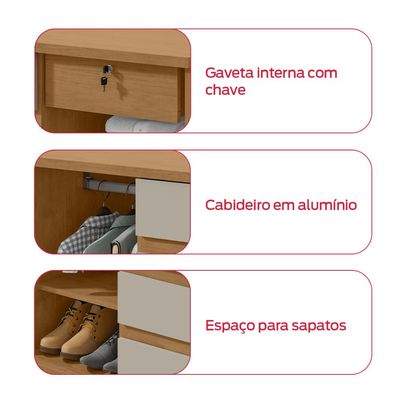 Comoda Vedra 7 Gavetas 2 Portas Amendoa Clean/Off White