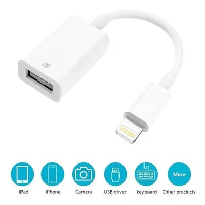 Adaptador Cabo OTG Lighting Usb Compatível iPhone e iPad Pen Drive