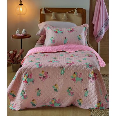 Kit Cobre Leito Casual Kids Solteiro Appel Rosa UN / Rosa