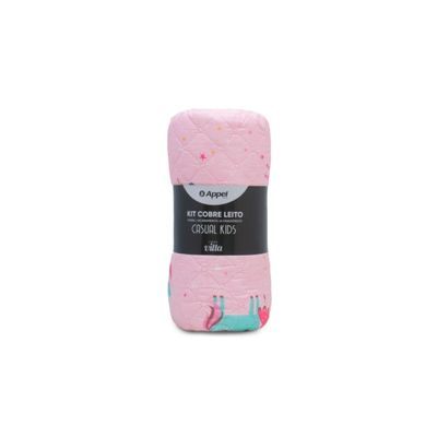 Kit Cobre Leito Casual Kids Solteiro Appel Rosa UN / Rosa