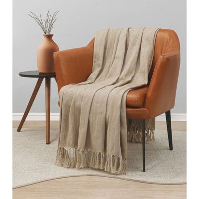 Manta Para Sofá 2,10m x 1,40m Rustica Adomes Bege UN / Bege