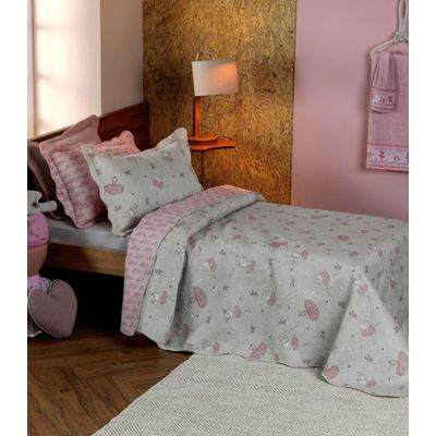 Kit Cobre Leito Casual Kids Casal Appel Cinza UN / Cinza