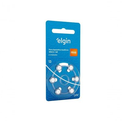 Pilha Auditiva Elgin Tamanho 13 Pr48 1,4v Com 6 Unidades