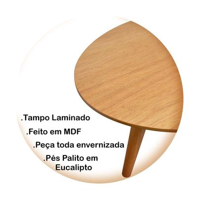 Mesa De Centro Oval Laminada E Pés Palito 90x50cm