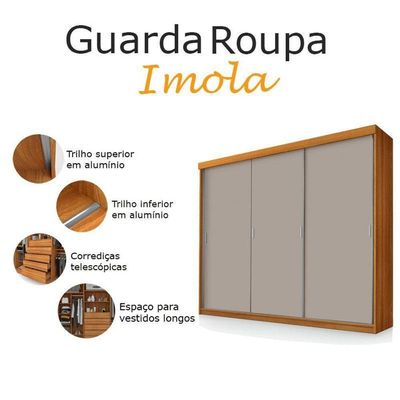 Guarda Roupa Casal ímola 3 Portas De Correr Freijó Mani - Luapa