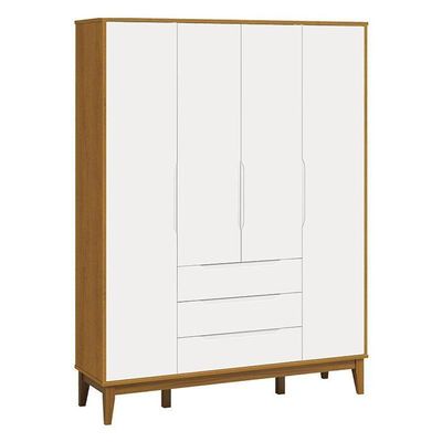 Guarda Roupa Infantil Classic Elfe Branco Acetinado Savana Amadeirado - Reller