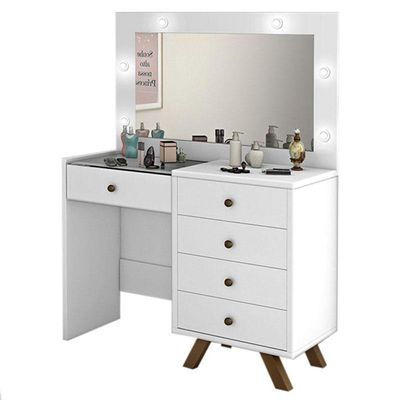 Penteadeira Camarim Luna Com Banqueta Branco ? Luapa Móveis