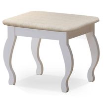 Banqueta Com Almofada Para Penteadeira Branco ? Luapa