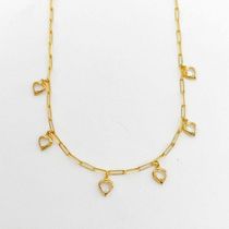 Colar Choker Elos Com Coração De Vidro Banhado A Ouro 18k