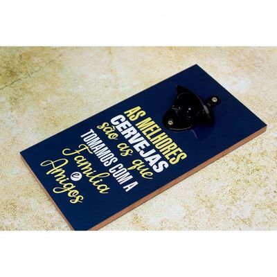 Abridor Garrafas Parede Cerveja Amigos Mdf Com Imã 25x13 Cm