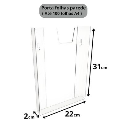 Kit 10 Displays Porta Folha Prontuário Parede A4 Acrílico Ps