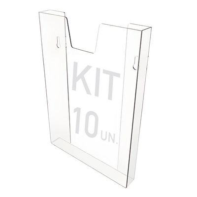 Kit 10 Displays Porta Folha Prontuário Parede A4 Acrílico Ps