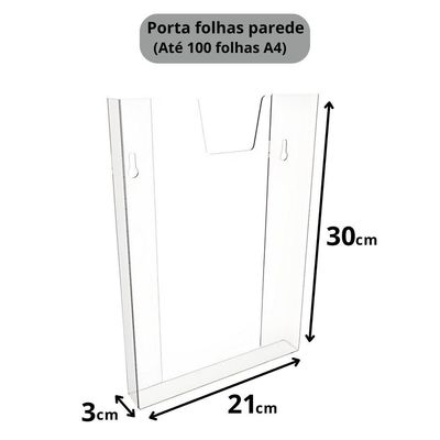 Display Porta Folha Prontuário De Parede A4 Acrílico Ps